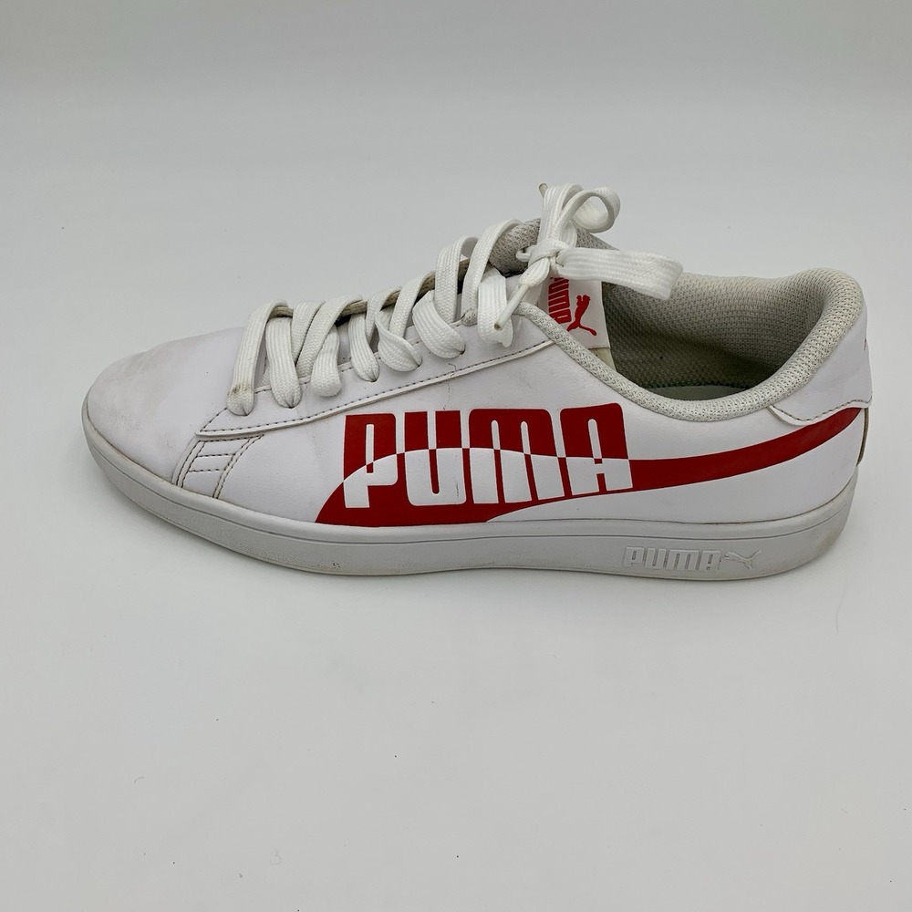 Puma Smash V2 Max Sneakers Shoes Men Sz 9 Red & White Spellout Retro Y2K
